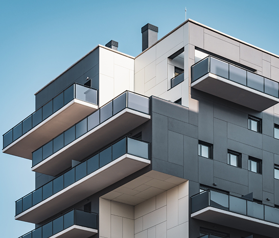 Modern residential building with balconies